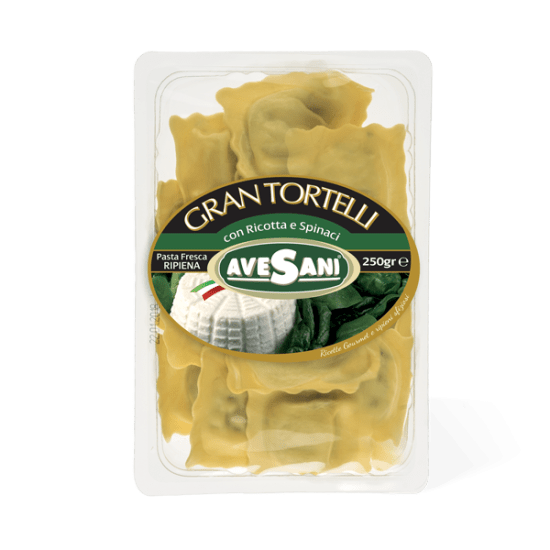 AVESANI GRAN TORTELLI CON RICOTTA E SPINACI PASTA FRESCA RIPIENA 3kg (500g x 6 pcs) - Hellenic Imports
