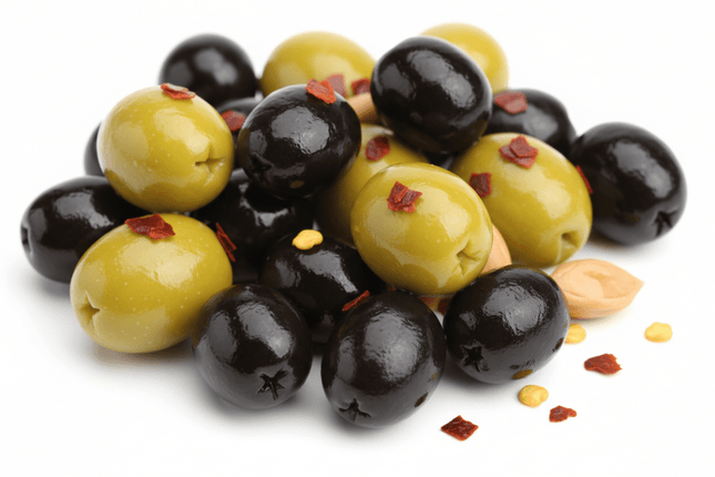 Black and Green Kalamata Olives with Chili 1 - 12kg - Hellenic Imports