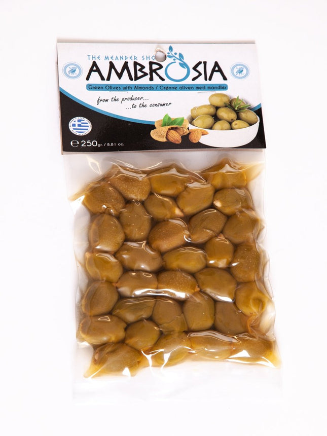 Green Olives with Almonds 250 - 1kg - The Meander Shop